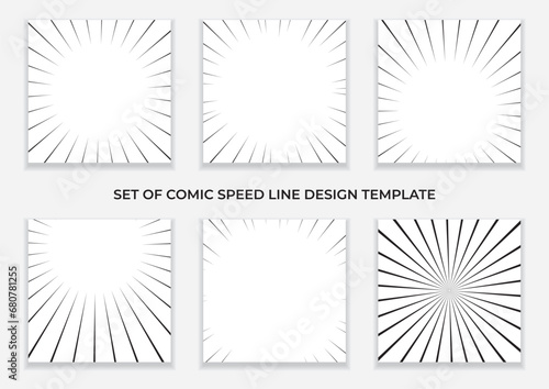set of black and white comic speed line design template © farid