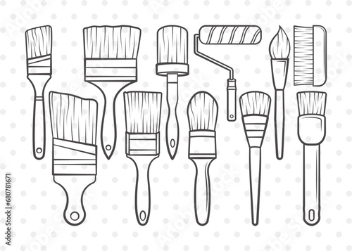 Paint Brush Silhouette SVG Cut File | Paint Roller Svg | Brushes Svg | Painting Brushes Svg | Paint Brush Icon Svg | Paint Brush Svg Bundle
