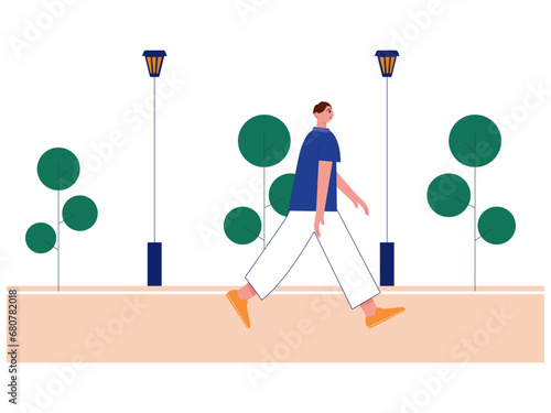 Man walking in the park. Park illustration.