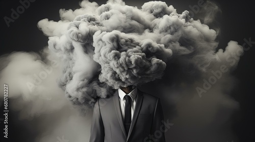頭に雨雲がかかる現代人 photo