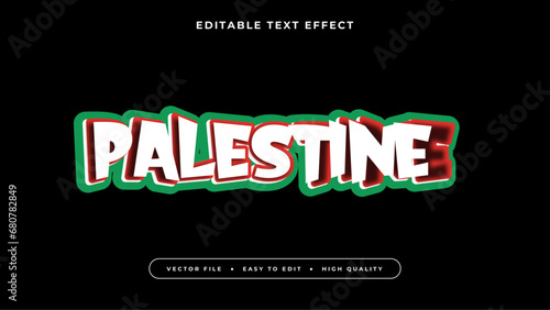 Editable text effect. White palestine text on dark background.