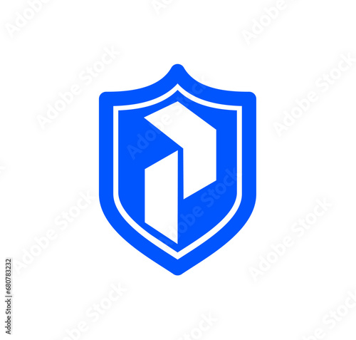 P Tech Shield Shape logo vector template 