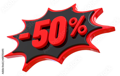 Sticker 50 Percent Discount 3d