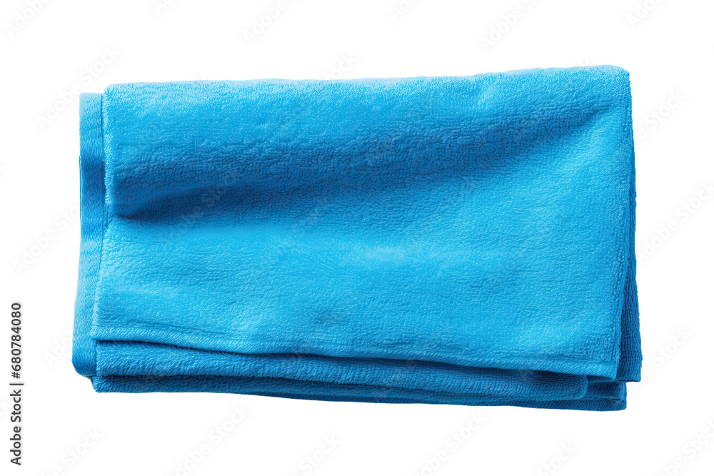 Blue towel isolated on white background, top view Blue towel isolated on white background, top view