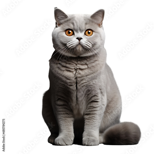 British shorthair cat isolated on transparent background