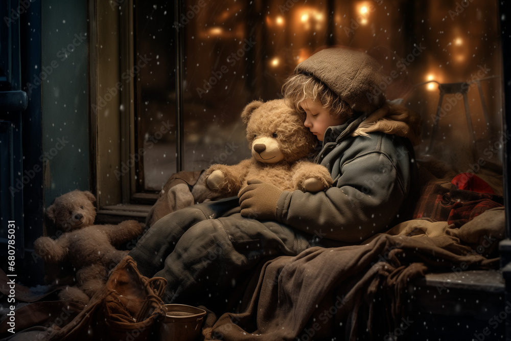 On a happy Christmas night in many families There are also homeless children who only have dolls as friends.