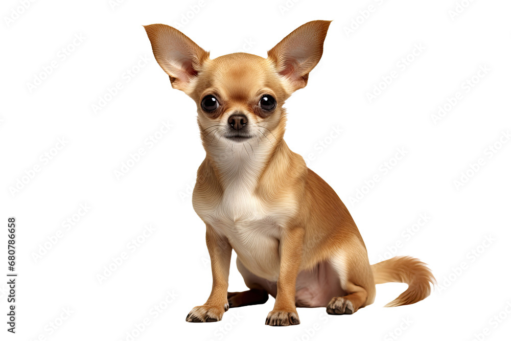 Chihuahua sitting, 2 years old, isolated on white