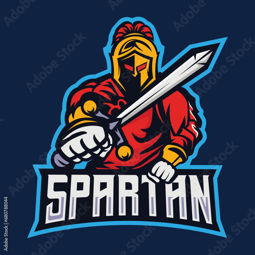 Exclusive knight e-sport logo template. Warrior medieval style logo design vector.
