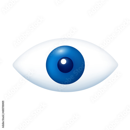 Eyeball internal organ anatomy model isolated on a white background. Medicine and science concept. 3D icon vector illustration. For advertisements about health care.