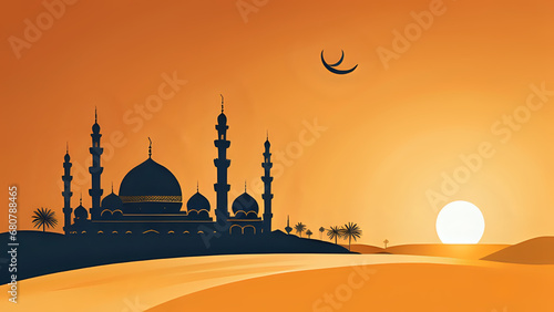 silhouette of mosque in sunset, silhouette of mosque, silhouette of mosque ramadan, silhouette of mosque ramadhan, magrib, ramadan bulan puasa, promosi untuk bulan ramadan photo