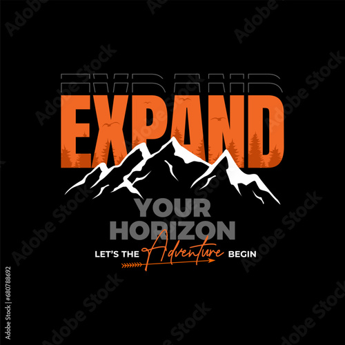 expand your horizon typography vintage design slogan. Vector illustration graphics for print t shirt, apparel. 