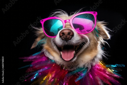 Exuberant Party Dog with Glittery Celebration © Imagify