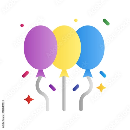 Party Balloons icon with gradient fill style illustration vector design