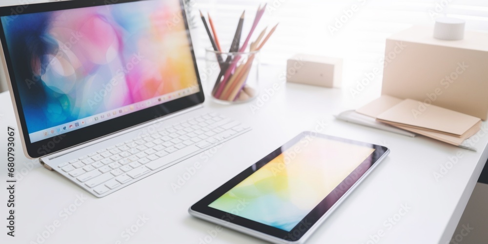 Fototapeta premium Workspace with digital tablet