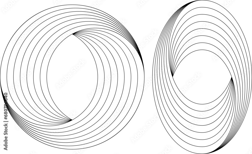 Circle and oval line illusion shape - obrazy, fototapety, plakaty 