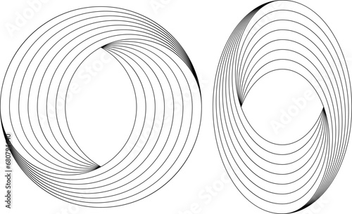 Fototapeta Naklejka Na Ścianę i Meble -  Circle and oval line illusion shape