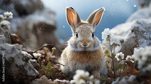 Snow Dusted Desert Cottontail Rabbit Sylvilagus , Wallpaper Pictures, Background Hd © MI coco