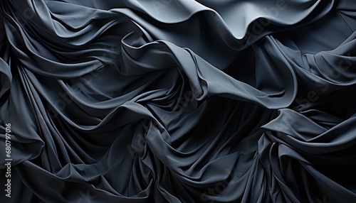 Dynamic Black Silky Fabric in Motion
