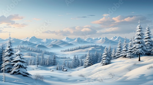Majestic Winter Landscape Sunrise Snowy Fir , Wallpaper Pictures, Background Hd