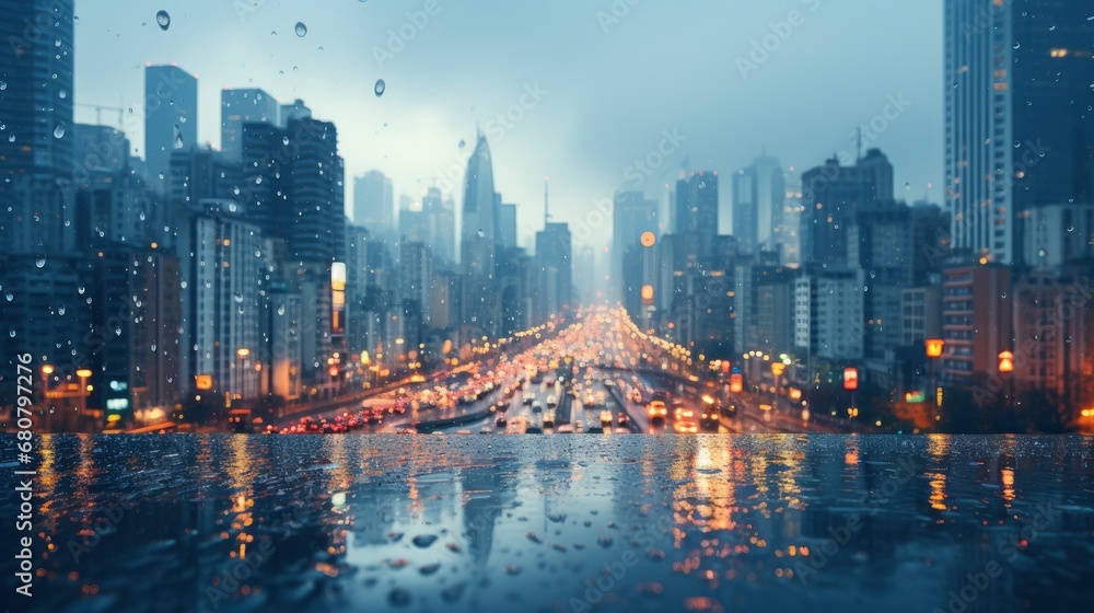 Fototapeta premium Office Window Covered Rain Water Spray , Wallpaper Pictures, Background Hd