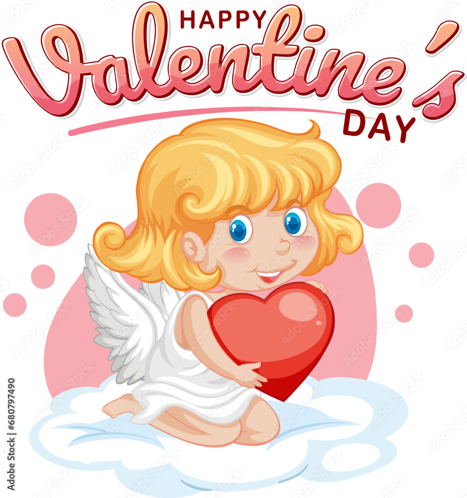 Cute Angel on Happy Valentine's Day Icon Banner Cute Angel on Happy Valentine's Day Icon Banner