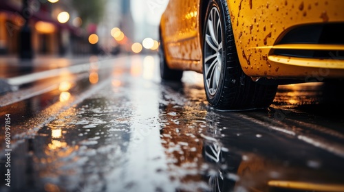 Drive Car Rain On Curve Asphalt , Wallpaper Pictures, Background Hd