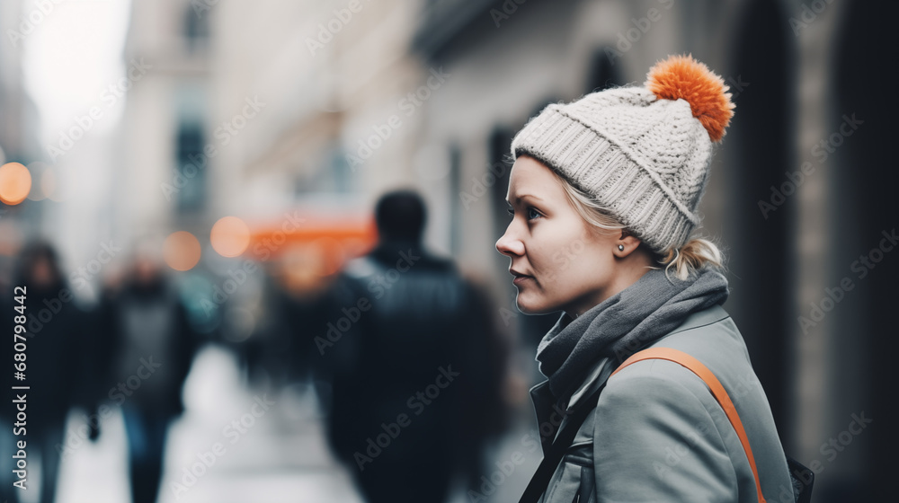 person walking in the city