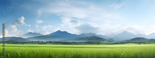 landscape with mountains and blue sky ai generative