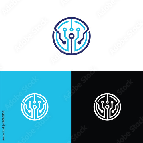 tecnology Modern Minimalist logo design, vector template 