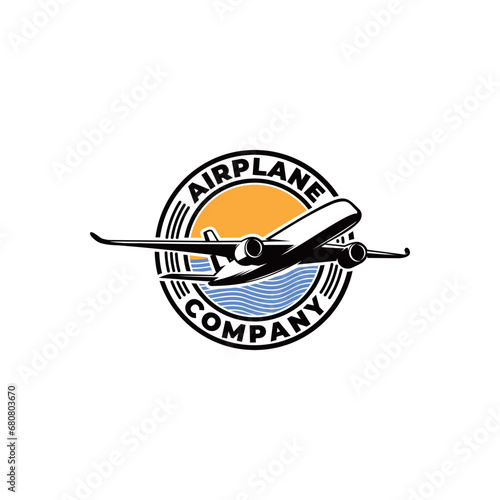Silhouette of plane logo design template