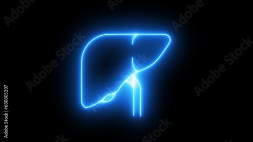 Glowing blue neon line Human organ liver icon isolated on black background. neon liver icon. Neon medical icon Liver. internal organ symbol.