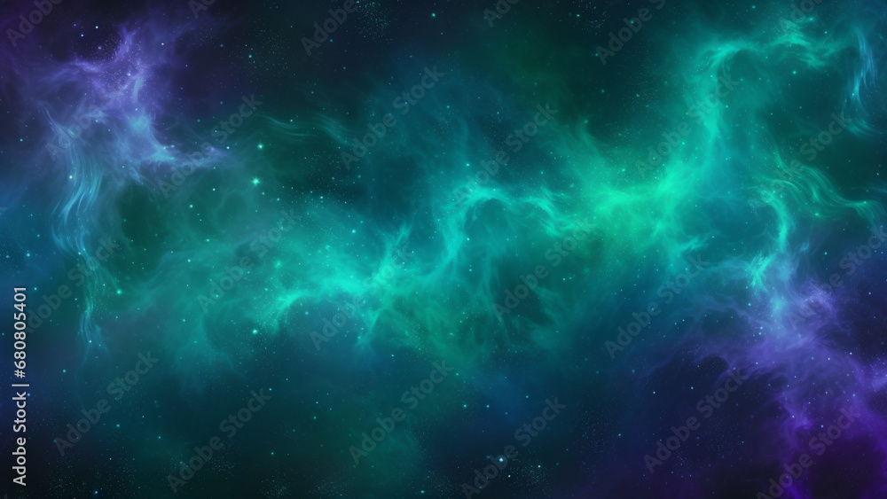 Aurora Borealis Green and Cosmic Violet Nebula Patterns