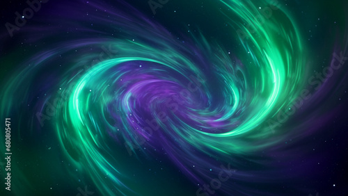 Aurora Borealis Green and Cosmic Violet Nebula Patterns