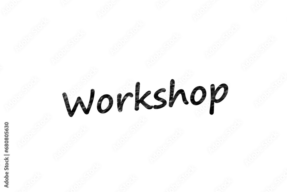 Digital png illustration of workshop text on transparent background Digital png illustration of workshop text on transparent background
