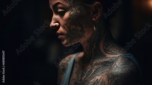  From the profile, a young girl with tattoos as a fashion or lifestyle detail of her identity