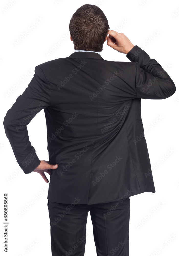 Digital png photo of caucasian businessman thinking on transparent background Digital png photo of caucasian businessman thinking on transparent background