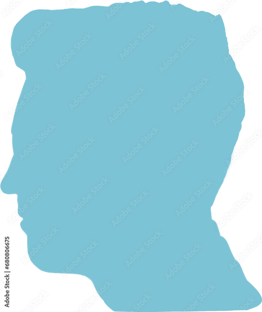 Digital png illustration of blue profile of man on transparent background