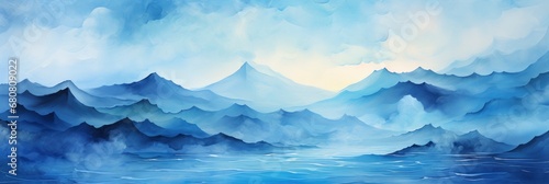 Blue Light Watercolor Background Texture Paper , Banner Image For Website, Background abstract , Desktop Wallpaper