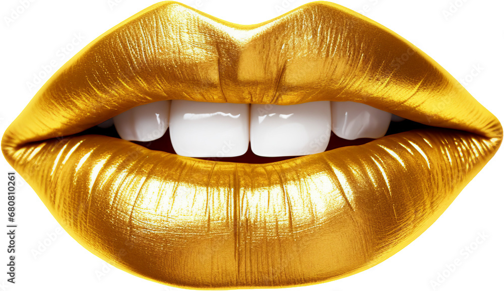 Gold Smiling Mouth Isolated on Transparent Background Gold Smiling Mouth Isolated on Transparent Background