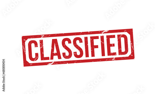 Classified Red Rubber Stamp vector design.