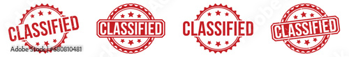 Classified stamp red rubber stamp on white background. Classified stamp sign. Classified stamp.