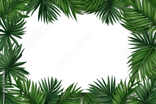 Transparent Frame  Green Palm Leaves Foliage Border Rectangle