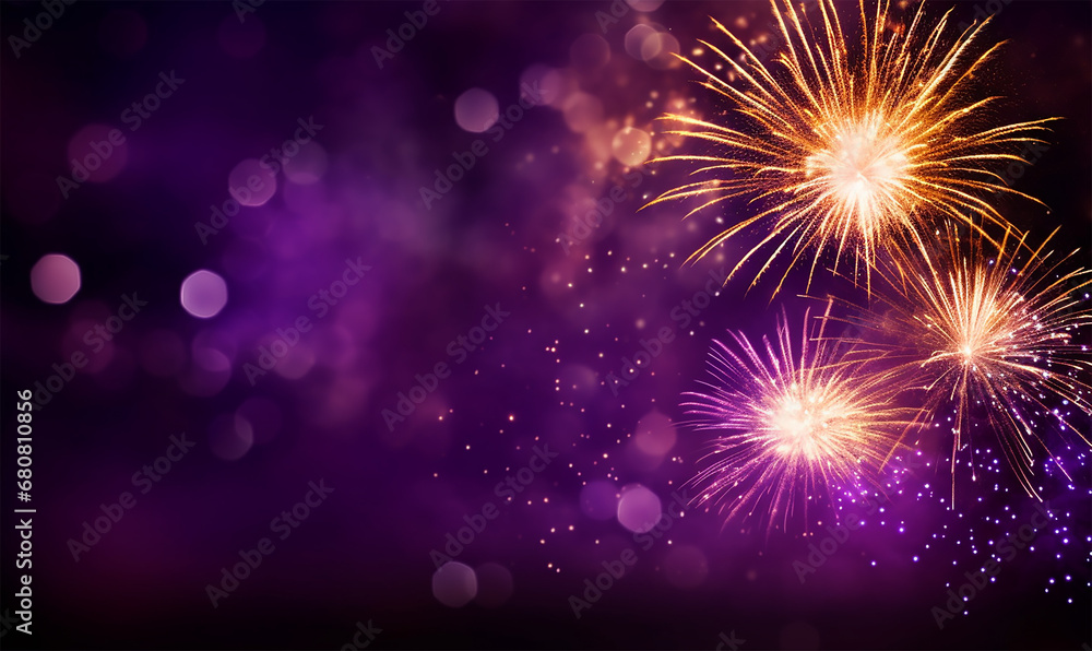 vibrant spectacle of gold and dark violet fireworks and bokeh vibrant spectacle of gold and dark violet fireworks and bokeh