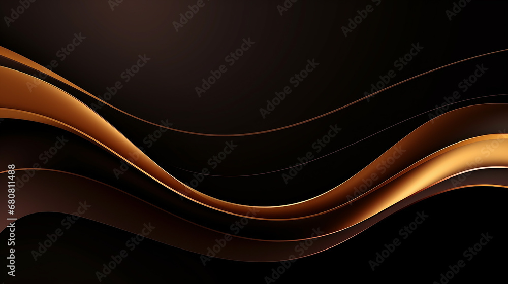 abstract black and brown luxury background with golden lines