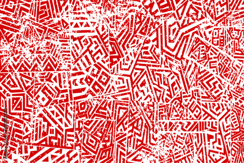 grunge ethnic pattern background (red) photo