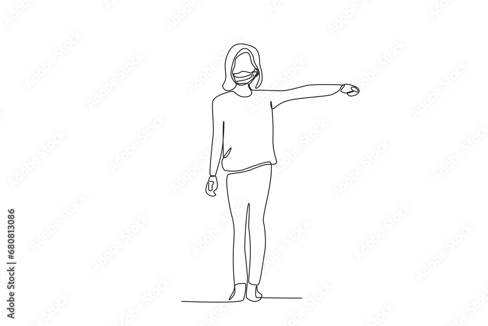 One single line drawing a female students wearing masks are lining up before entering class. Medical health care service excellence concept continuous line draw design vector illustration
One single line drawing a female students wearing masks are lining up before entering class. Medical health care service excellence concept continuous line draw design vector illustration