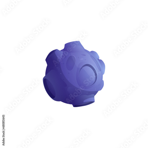 Space asteroid or meteorite celestial body, 3D vector illustration isolated.