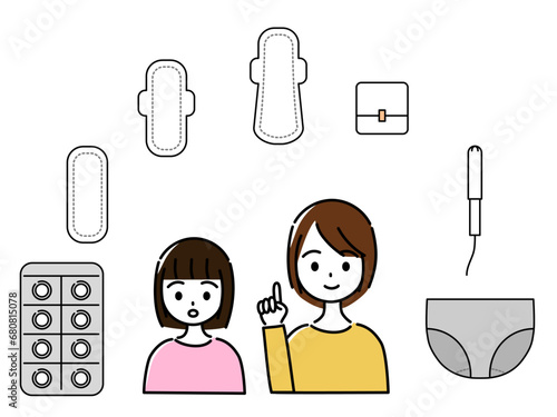 生理について話す女性と中学生くらいの女の子