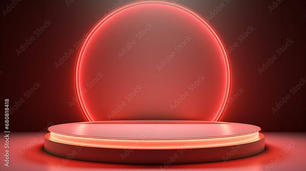 product display background with light frame. 3d podium for your product. Generative AI product display background with light frame. 3d podium for your product. Generative AI