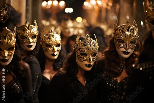 Masquerade Ball: A glamorous masquerade ball with elegant masks and attire. 